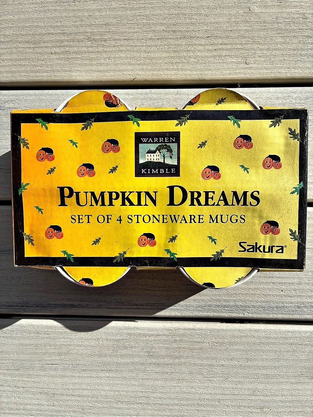Sakura Pumpkin Dreams Stoneware Mugs Set of 4 Orange & Yellow